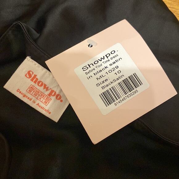 Showpo Before your time black satin slip mini dress 6 NWT - Picture 7 of 8